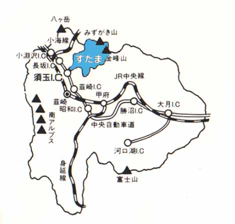 {ʒ͎R̖kɂĒ쌧ƐڂĂ܂BSutama Town is located in the north of Yamanashi Prefecture.
